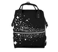 Hnnkloy Étoile filante, motif d'étoiles, noir et blanc,Sac à dos momie grande capacité, sac à langer, sac de voyage pour les activités de plein air