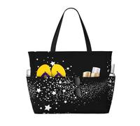 Hnnkloy Étoile filante, motif d'étoiles, noir et blanc,Sac de plage grande capacité, sac bandoulière de voyage pour femme - Sac fourre-tout imperméable