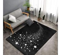 Hnnkloy Étoile filante, Motif d'étoiles, Noir et Blanc, Tapis de Sol antidérapant de Grande Taille pour Salon et Chambre, 150 x 100 cm.