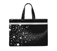 Hnnkloy Étoile Motif Étoile Filante Noir Blanc,Sac à documents en toile avec fermeture éclair, sac fourre-tout, porte-documents pour l'école et le bureau