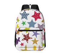 Hnnkloy Étoiles aux couleurs vives,Sac à dos de 17 pouces avec poches, sac à dos décontracté pour la journée, résistant à l'eau, sac d'école