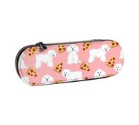 Hnnkloy Étui à Crayons en Cuir Organisateur pour Le Stockage de Papeterie, Bichon Frise Chien Chiens Mignons Conception de Pizza Meilleur Chien Pizzas Mignonnes Meilleurs Chiens