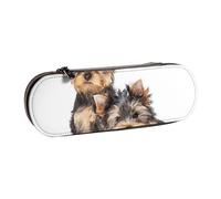 Hnnkloy Étui à Crayons en Cuir pour Rangement de Papeterie, Deux Chiots Yorkshire Terrier