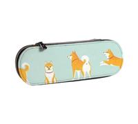 Hnnkloy Étui à Crayons en Cuir pour Rangement de Papeterie, Mignon Chiot Shiba Inu