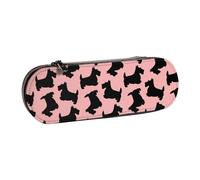 Hnnkloy Étui à Crayons en Cuir pour Rangement de Papeterie, Motif Terrier écossais Rose Noir