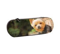 Hnnkloy Étui à Crayons en Cuir pour Rangement de Papeterie, Yorkshire Terrier Bokeh, Chiens Mignons, Mur Yorkie