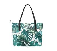Hnnkloy Feuille de palmier de la jungle tropicale,Sac à main en cuir PU, grand cabas, sac bandoulière pour femme, idéal pour le travail et les voyages.