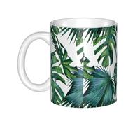 Hnnkloy Feuilles de palmier tropicales,Mug en céramique, grande tasse à café de 330 ml, idéale pour la cuisine, les restaurants