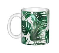 Hnnkloy Feuilles de palmier vertes tropicales, feuilles de jungle,Mug en céramique, grande tasse à café de 330 ml, idéale pour la cuisine, les restaurants