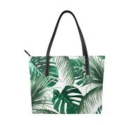 Hnnkloy Feuilles de palmier vertes tropicales, feuilles de jungle,Sac à main en cuir PU, grand cabas, sac bandoulière pour femme, idéal pour le travail et les voyages.