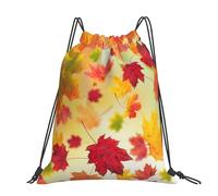 Hnnkloy Feuilles d'érable d'automne tombant, feuilles dorées, récolte orange, rouge, jaune,Sac à dos à cordon unisexe, sac de sport, sac de gym, sac à dos décontracté.