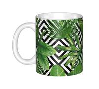 Hnnkloy Feuilles vertes d'un palmier tropical,Mug en céramique, grande tasse à café de 330 ml, idéale pour la cuisine, les restaurants