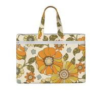 Hnnkloy Fleur colorée rétro des années 70,Sac à documents en toile avec fermeture éclair, sac fourre-tout, porte-documents pour l'école et le bureau