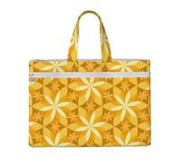 Hnnkloy Fleur de vanille géométrique jaune,Sac à documents en toile avec fermeture éclair, sac fourre-tout, porte-documents pour l'école et le bureau