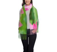 Hnnkloy Fleur et bourgeon de lotus,Écharpe en imitation cachemire pour femme, châle léger à pompons, 197 x 72 cm