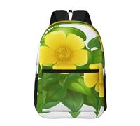 Hnnkloy Fleurs jaunes dans un buisson vert,Sac à dos de 17 pouces avec poches, sac à dos décontracté pour la journée, résistant à l'eau, sac d'école