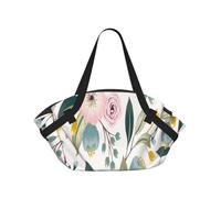 Hnnkloy Fleurs printanières ravissantes, Roses Bleues et Roses, Feuilles Vertes, Couleurs Douces,Tapis de Camping Portable, Couverture de Pique-Nique et Pliable, utilisable comme Sac de Transport