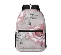 Hnnkloy Fleurs roses aquarelle florale rose feuilles grises éclaboussure,Sac à dos de 17 pouces avec poches, sac à dos décontracté pour la journée, résistant à l'eau, sac d'école