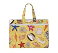 Hnnkloy Fond de sable de plage avec coquillages,Sac à documents en toile avec fermeture éclair, sac fourre-tout, porte-documents pour l'école et le bureau