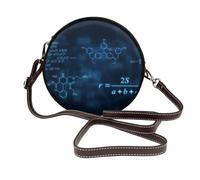 Hnnkloy Formules mathématiques, physiques et chimiques lumineuses,Sac bandoulière rond en cuir PU - Sac à main rond pour femme