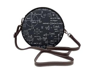 Hnnkloy Formules mathématiques sans couture avec des formes géométriques,Sac bandoulière rond en cuir PU - Sac à main rond pour femme