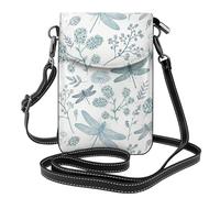 Hnnkloy Fougère Libellule Bleue Botanique,Pochettes pour téléphone portable pour femmes, petits sacs bandoulière - Portefeuille en cuir PU avec emplacements pour cartes de crédit