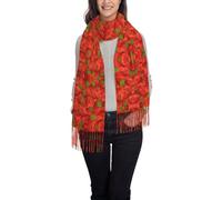 Hnnkloy Fraises rouges,Écharpe en imitation cachemire pour femme, châle léger à pompons, 197 x 72 cm
