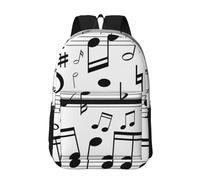 Hnnkloy Gammes de notes de musique noires,Sac à dos de 17 pouces avec poches, sac à dos décontracté pour la journée, résistant à l'eau, sac d'école