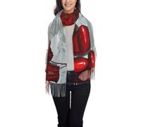 Hnnkloy Gants de boxe rouges,Écharpe en imitation cachemire pour femme, châle léger à pompons, 197 x 72 cm