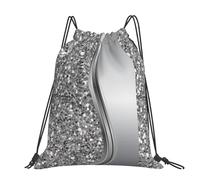 Hnnkloy Glamour argenté à paillettes imitation,Sac à dos à cordon unisexe, sac de sport, sac de gym, sac à dos décontracté.