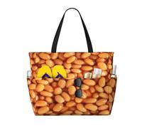 Hnnkloy Haricots blancs à la sauce tomate,Sac de plage grande capacité, sac bandoulière de voyage pour femme - Sac fourre-tout imperméable