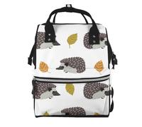 Hnnkloy Hérisson aux feuilles d'automne,Sac à dos momie grande capacité, sac à langer, sac de voyage pour les activités de plein air