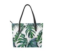 Hnnkloy Hibiscus tropical, feuilles de palmier, corail,Sac à main en cuir PU, grand cabas, sac bandoulière pour femme, idéal pour le travail et les voyages.