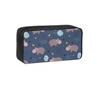 Hnnkloy Hippopotame,Trousse à Crayons Grande capacité, Pochette Portable pour stylos, Sac de Papeterie pour l'école et Le Bureau