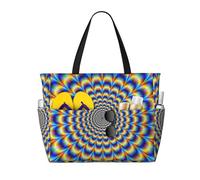Hnnkloy Illusion d'optique en spirale (GIF),Sac de plage grande capacité, sac bandoulière de voyage pour femme - Sac fourre-tout imperméable
