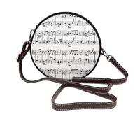 Hnnkloy Illustration du symbole des notes de musique,Sac bandoulière rond en cuir PU - Sac à main rond pour femme