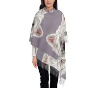 Hnnkloy Illustration imprimée d'un adorable West Highland Terrier,Écharpe en imitation cachemire pour femme, grande taille, légère, avec pompons, 197 x 72 cm