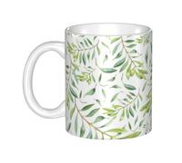 Hnnkloy Impression artistique d'olivier à feuilles vertes,Mug en céramique, grande tasse à café de 330 ml, idéale pour la cuisine, les restaurants