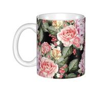 Hnnkloy Impression de pivoines et de roses,Mug en céramique, grande tasse à café de 330 ml, idéale pour la cuisine, les restaurants