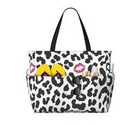 Hnnkloy Imprimé animal avec forme de baiser,Sac de plage grande capacité, sac bandoulière de voyage pour femme - Sac fourre-tout imperméable