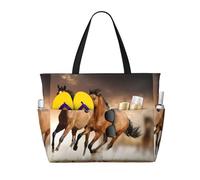 Hnnkloy Imprimé de cheval au galop,Sac de plage grande capacité, sac bandoulière de voyage pour femme - Sac fourre-tout imperméable