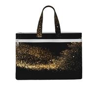 Hnnkloy Imprimé sable noir et or,Sac à documents en toile avec fermeture éclair, sac fourre-tout, porte-documents pour l'école et le bureau