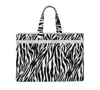 Hnnkloy Imprimé zèbre,Sac à documents en toile avec fermeture éclair, sac fourre-tout, porte-documents pour l'école et le bureau