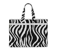 Hnnkloy Imprimé zèbre,Sac à documents en toile avec fermeture éclair, sac fourre-tout, porte-documents pour l'école et le bureau