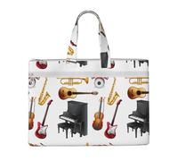 Hnnkloy Instrument de musique Piano Guitare Saxophone,Sac à documents en toile avec fermeture éclair, sac fourre-tout, porte-documents pour l'école et le bureau
