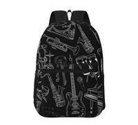 Hnnkloy Instruments de musique noirs,Sac à dos de 17 pouces avec poches, sac à dos décontracté pour la journée, résistant à l'eau, sac d'école