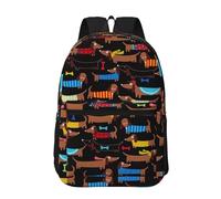 Hnnkloy J'adore mes chiens teckels,Sac à dos de 17 pouces avec poches, sac à dos décontracté pour la journée, résistant à l'eau, sac d'école