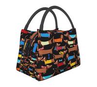 Hnnkloy J'aime mon chien teckel (imprimé),Sac à lunch portable, sac isotherme, boîte à lunch résistante et réutilisable
