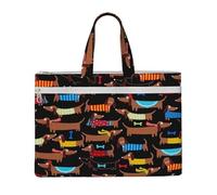 Hnnkloy J'aime mon chien Teckels Imprimer,Sac à documents en toile avec fermeture éclair, sac fourre-tout, porte-documents pour l'école et le bureau