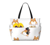 Hnnkloy Joli derrière de corgi,Sac de plage grande capacité, sac bandoulière de voyage pour femme - Sac fourre-tout imperméable
